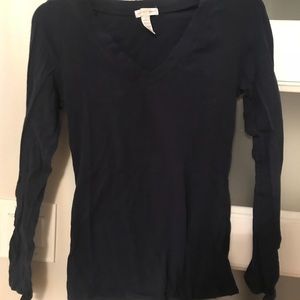 navy long sleeve vneck